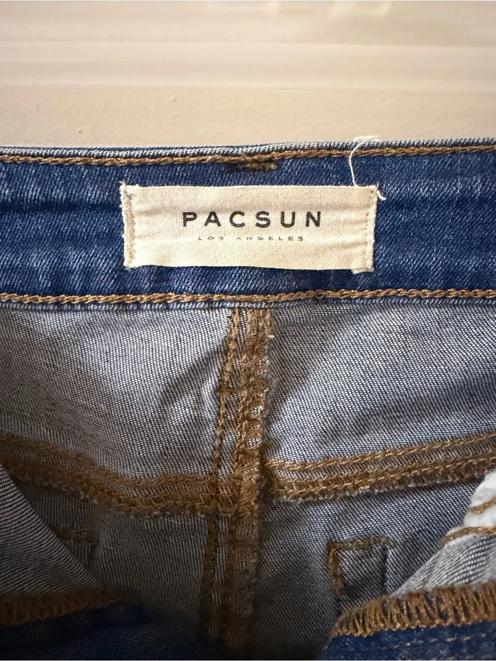 PacSun Denim Shorts Womens 23 Blue Like New Distressed Rolled Hem Super Stretch